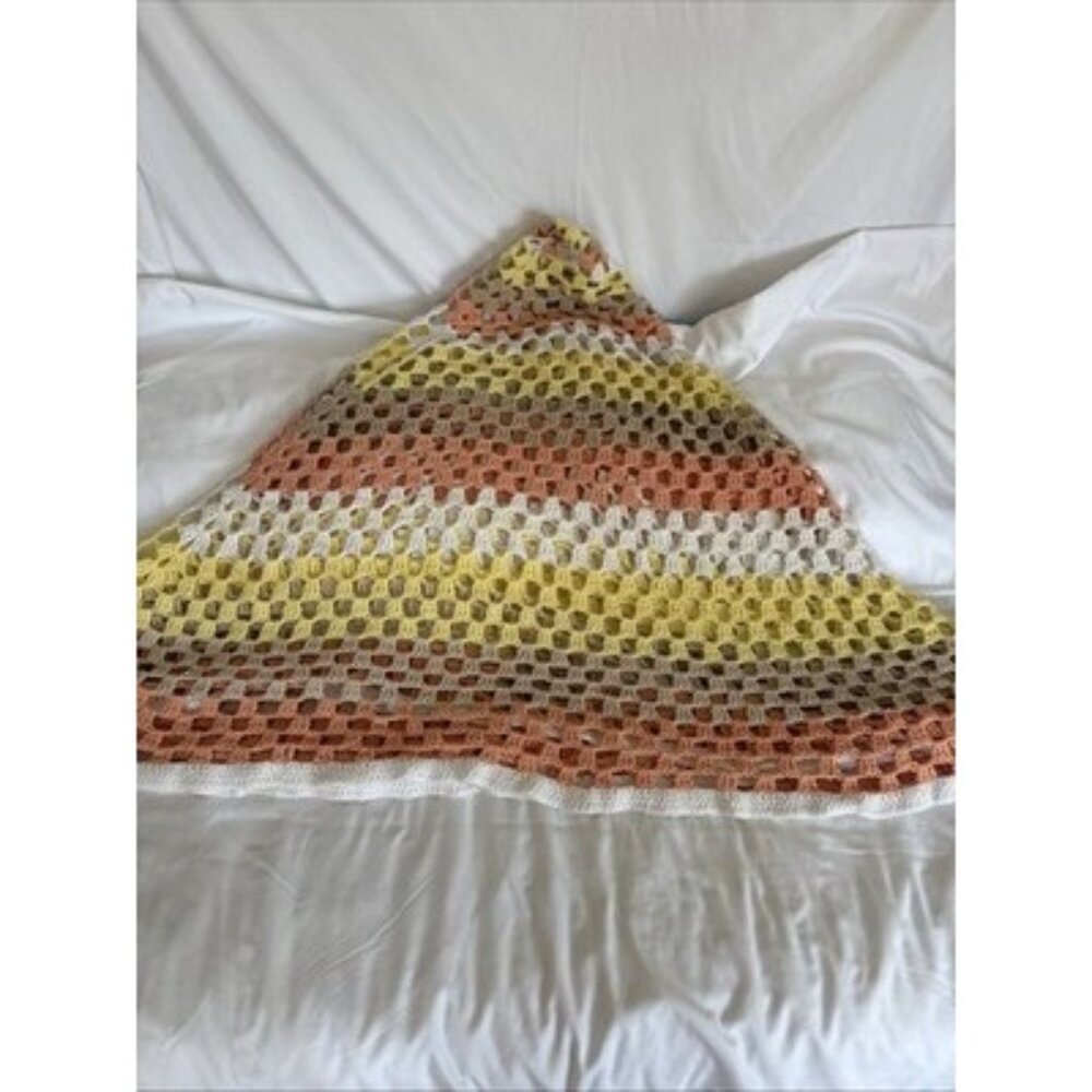 Vtg Crochet Granny square Fall Color Afghan 60”x60” Sofa Throw - Picture 1 of 6
